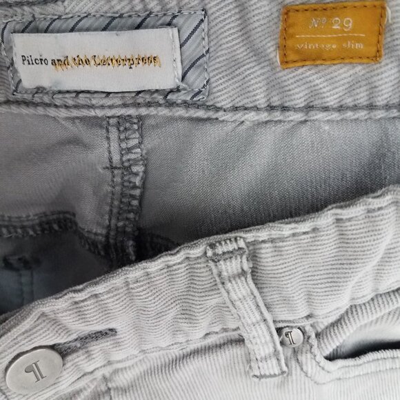 Anthropologie Pilcro & The Letterpress Size 29 Gray Vintage Slim Corduroy Jeans - Picture 5 of 11